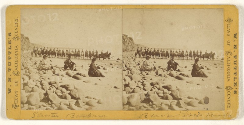 Santa Barbara, California Beach - Dress Parade,Holiday party down the Beach, Carpinteria Valley in background