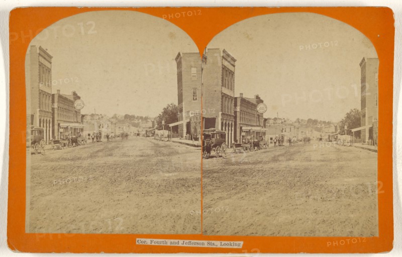 Cor. Fourth and Jefferson Sts., Looking West. Burlington, Iowa; Henry N. Twining, American, 1826 - 1901, about 1875; Albumen