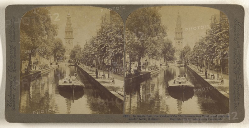 In Amsterdam, Holland, the Venice of the North; Underwood & Underwood, American, 1881 - 1940s, 1904; Albumen silver print