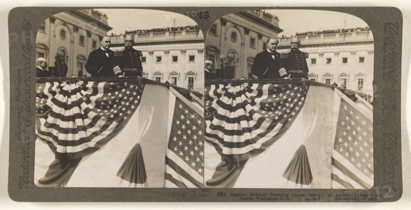 President McKinley Presenting Admiral Dewey to the Cheering Crowds at the Capitol, Washington, D.C; Underwood & Underwood