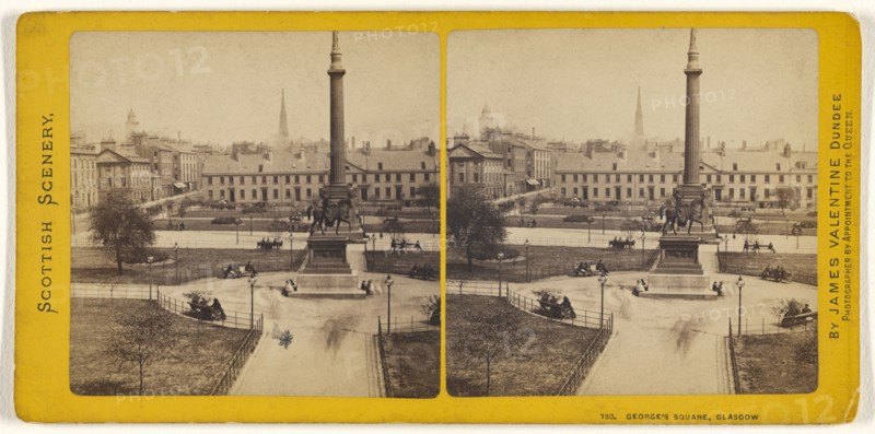 George's Square, Glasgow; James Valentine, Scottish, 1815 - 1879, 1870s; Albumen silver print