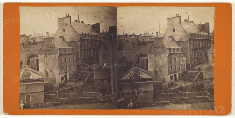 Quebec. Old Post Office and steps leading to Lower Town; L.P. Vallée, Canadian, 1837 - 1905, active Quebéc, Canada, 1865 - 1875