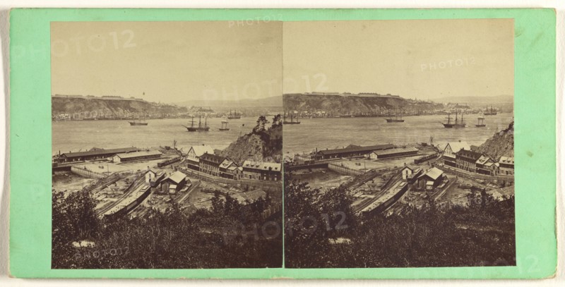 View of Quebec, from the Grand Trunk Depot, Point Levi; L.P. Vallée, Canadian, 1837 - 1905, active Quebéc, Canada, 1865 - 1875