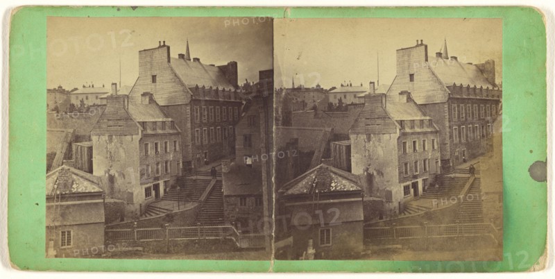 Quebec. Old Post Office and steps leading to Lower Town; L.P. Vallée, Canadian, 1837 - 1905, active Quebéc, Canada, 1865 - 1875