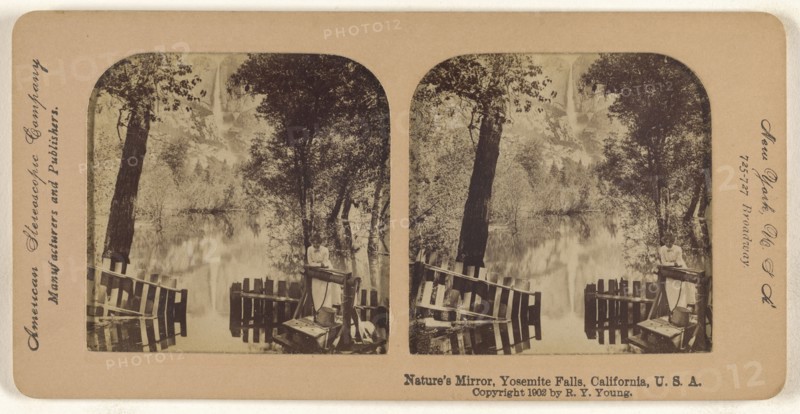 Nature's Mirror, Yosemite Falls, California, U.S.A; R.Y. Young, American, active New York, New York and Cuba 1890s - 1900s