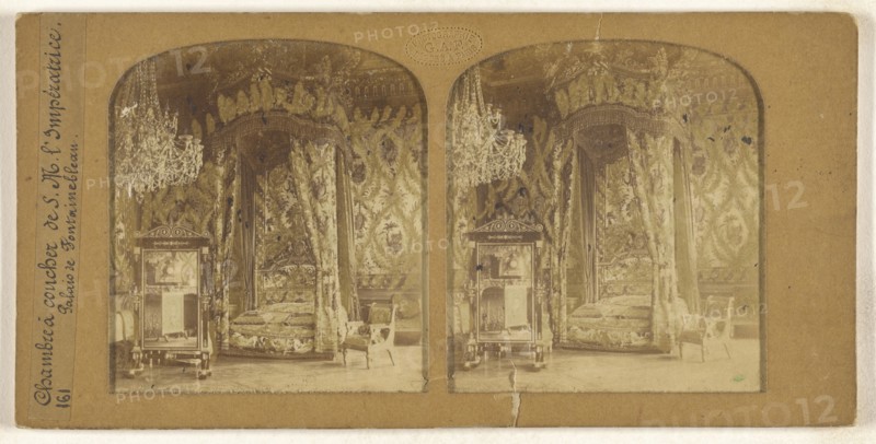 Chambre a coucher de S.M. l'Imperatrice. Palais Fontainebleau; F. Grau, G.A.F., French, active 1850s - 1860s, 1855 - 1865; Hand