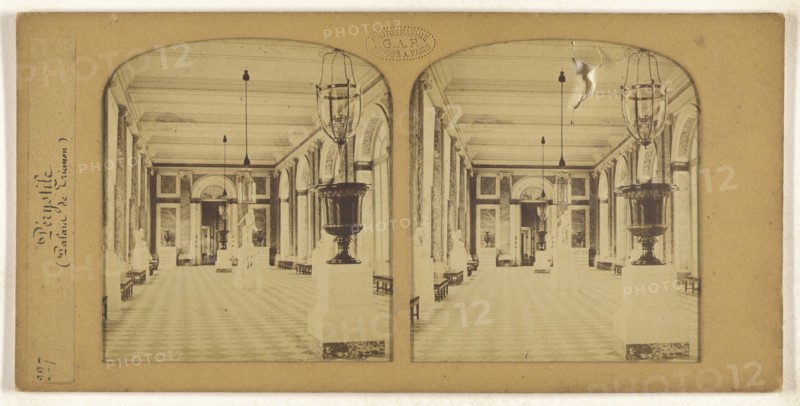 Perystile, Palais de Trianon, F. Grau, G.A.F., French, active 1850s - 1860s, 1855 - 1865; Hand-colored Albumen silver print