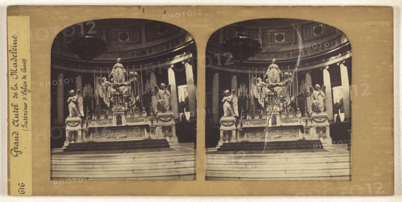 Grand Autel de la Madeleine, Interieur d'Eglise de Paris, F. Grau, G.A.F., French, active 1850s - 1860s, 1855 - 1865