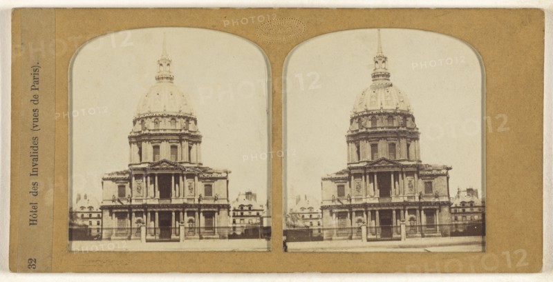 Hotel des Invalides, vues de Paris, F. Grau, G.A.F., French, active 1850s - 1860s, 1855 - 1865; Hand-colored Albumen silver
