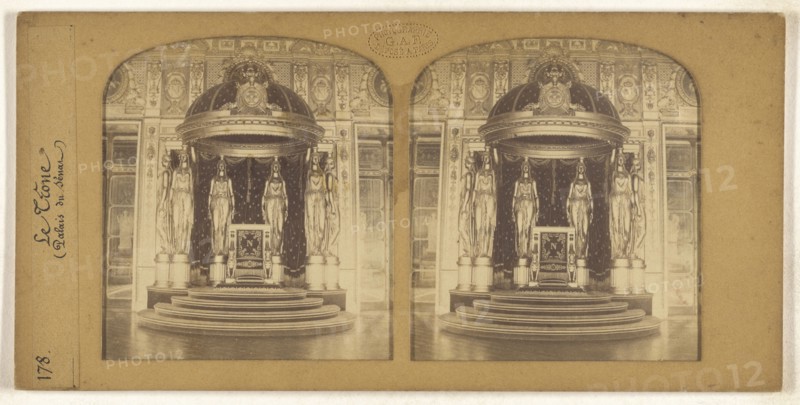 Le Trone, Palais du Senat, F. Grau, G.A.F., French, active 1850s - 1860s, 1855 - 1865; Hand-colored Albumen silver print