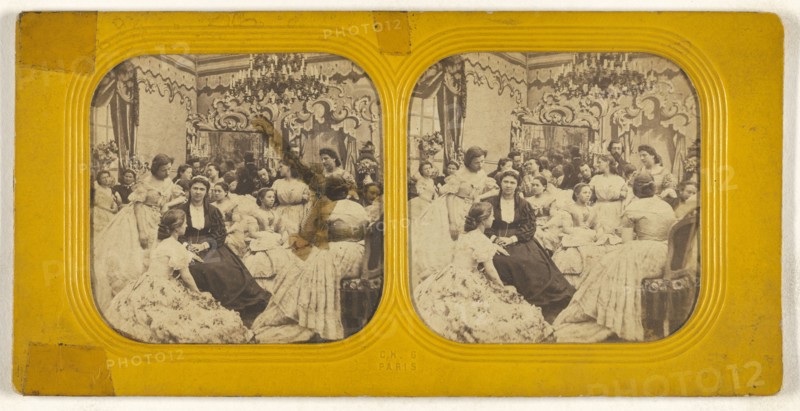 Salon scene; Charles Gaudin, Ch. G., French, active 1860s, 1860s; Hand-colored Albumen silver print