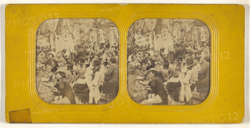 Salon scene; Charles Gaudin, Ch. G., French, active 1860s, 1860s; Hand-colored Albumen silver print