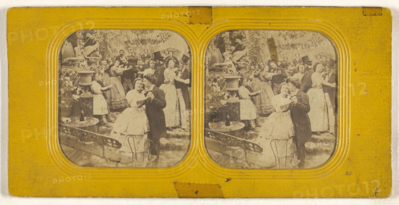 Salon scene; Charles Gaudin, Ch. G., French, active 1860s, 1860s; Hand-colored Albumen silver print