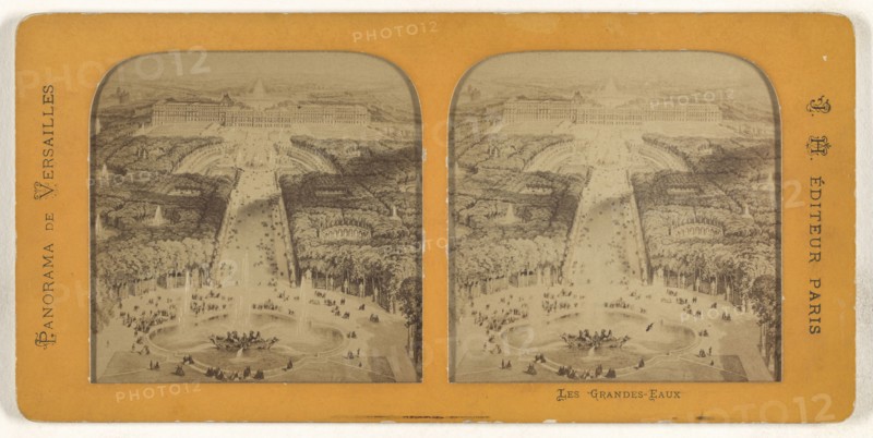 Panorama de Versailles. Les Grandes-Eaux; J. H., French, active 1870s - 1880s, 1860s; Hand-colored Albumen silver print