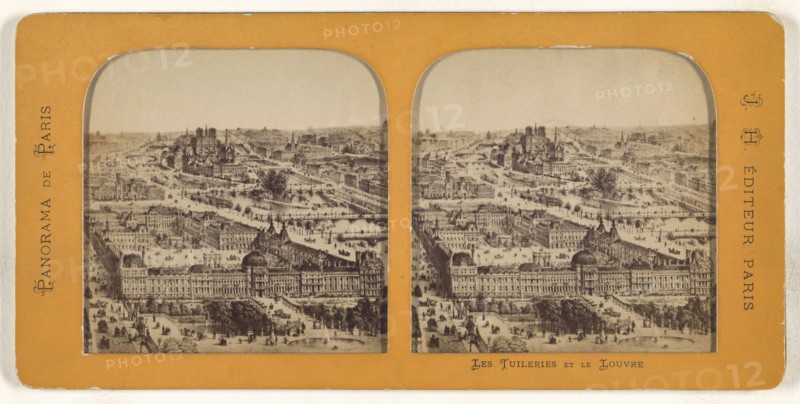 Panorama de Paris. Les Tuileries et Le Louvre; J. H., French, active 1870s - 1880s, 1860s; Hand-colored Albumen silver print