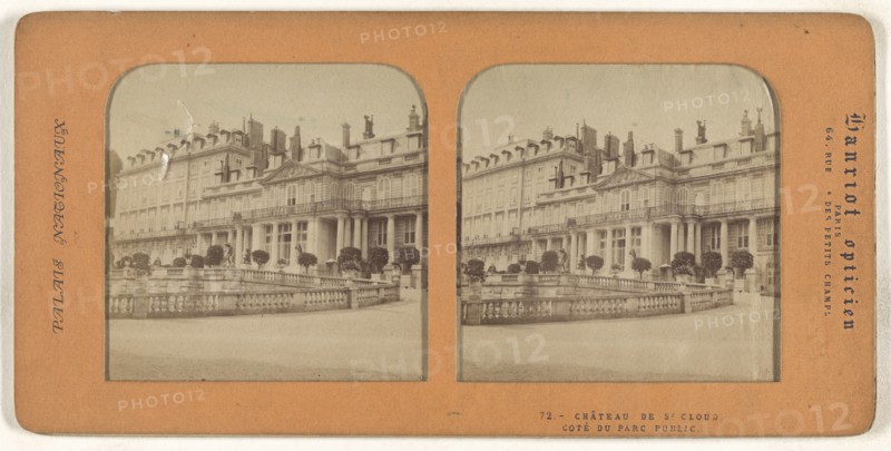 Chateau de St. Cloud, Cote du Parc Public; A. Hanriot, French, active 1880s, 1860s; Hand-colored Albumen silver print