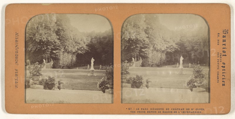Le Parc Reserve du Chateau de St. Cloud, Vue Prise Depuis Le Balcon de l'Imperatrice; A. Hanriot, French, active 1880s, 1860s
