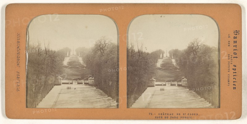 Le Chateau de St. Cloud, Cote du Parc Public; A. Hanriot, French, active 1880s, 1860s; Hand-colored Albumen silver print