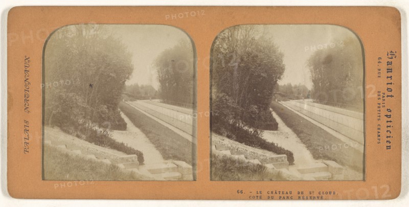 Le Chateau de St. Cloud, Cote du Parc Reserve; A. Hanriot, French, active 1880s, 1860s; Hand-colored Albumen silver print
