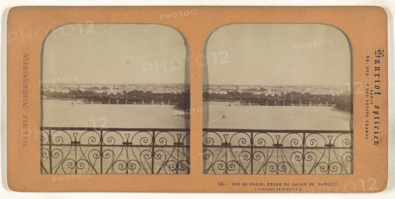 Vue de Paris, Prise du Salon de Famille, Chateau de St. Cloud, A. Hanriot, French, active 1880s, 1860s; Hand-colored Albumen