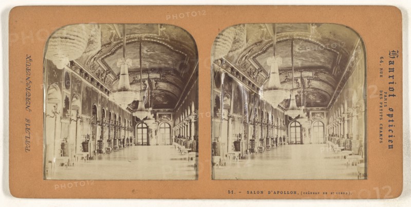 Salon d'Apollon, Chateau de St. Cloud, A. Hanriot, French, active 1880s, 1860s; Hand-colored Albumen silver print