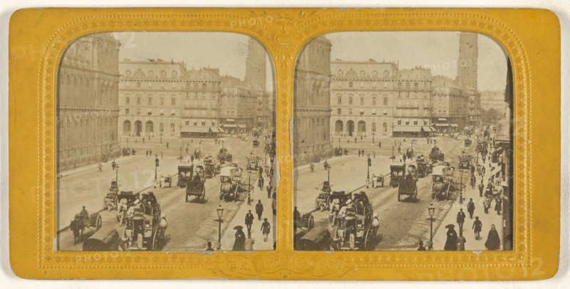 Rue de Rivoli, Paris; Adolphe Block, French, 1829 - about 1900, 1860s; Hand-colored Albumen silver print