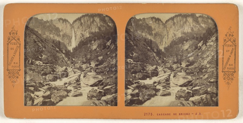 Cascade de Brienz; Adolphe Block, French, 1829 - about 1900, 1860s; Hand-colored Albumen silver print