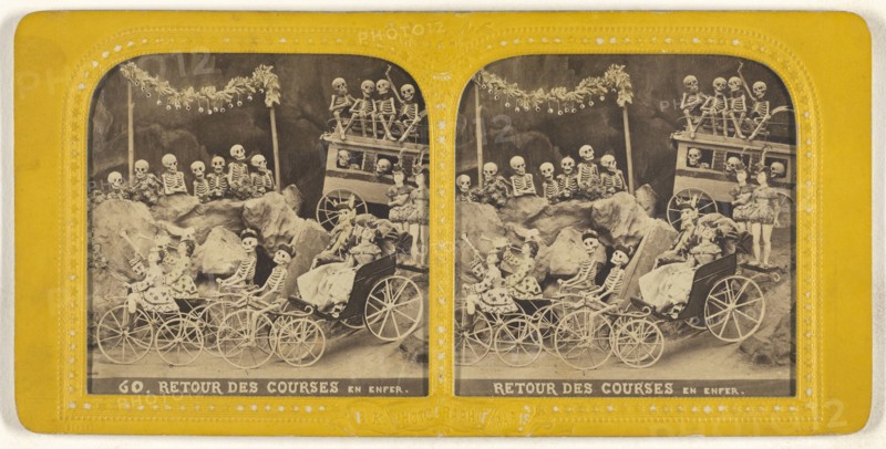 Retour des Courses en Enfer; Adolphe Block, French, 1829 - about 1900, 1860s; Hand-colored Albumen silver print