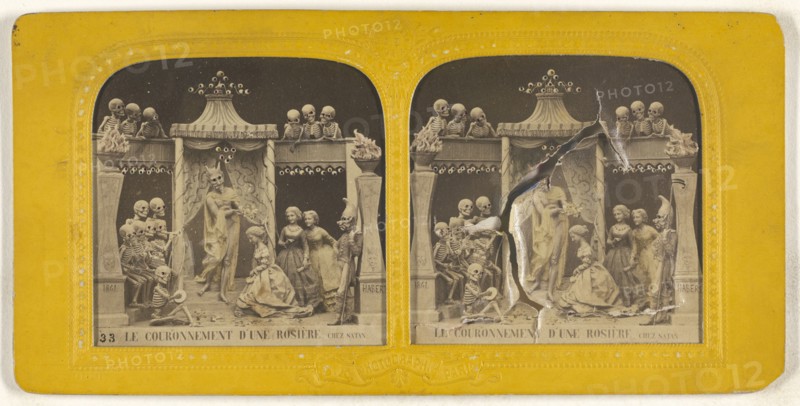 Le Couronnement d'Une Rosiere, Chez Satan; Adolphe Block, French, 1829 - about 1900, 1860s; Hand-colored Albumen silver print