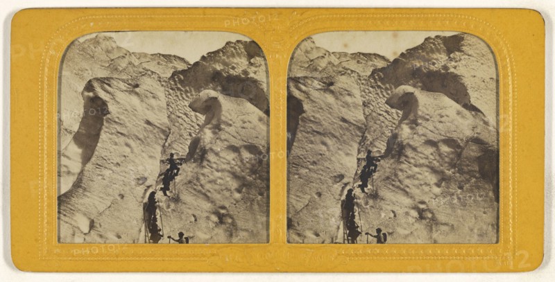 Ascension au Mont Blanc, Chamonix; Adolphe Block, French, 1829 - about 1900, 1865; Hand-colored Albumen silver print