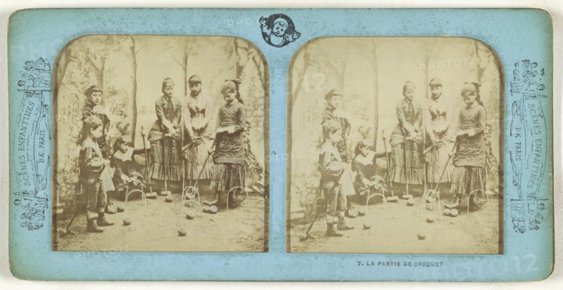 La Partie de Croquet; Adolphe Block, French, 1829 - about 1900, about 1865; Hand-colored Albumen silver print