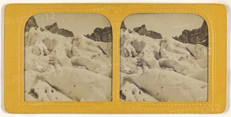 Glacier superieur a Grindelwals, Suisse, Switzerland; Adolphe Block, French, 1829 - about 1900, 1865; Hand-colored Albumen
