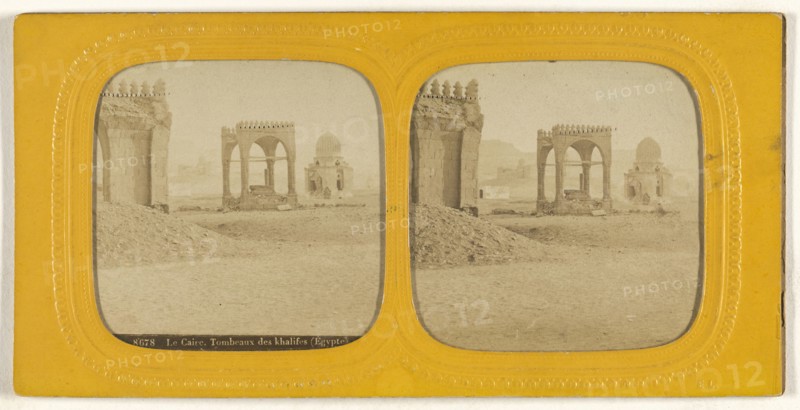 Le Caire. Tombeaux des Khalifes, Egypte, E. Lamy, French, active 1860s - 1870s, 1860s; Hand-colored Albumen silver print