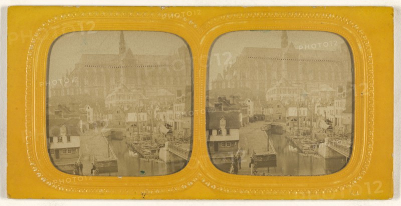 View of Rouen; E. Lamy, French, active 1860s - 1870s, 1860s; Hand-colored Albumen silver print