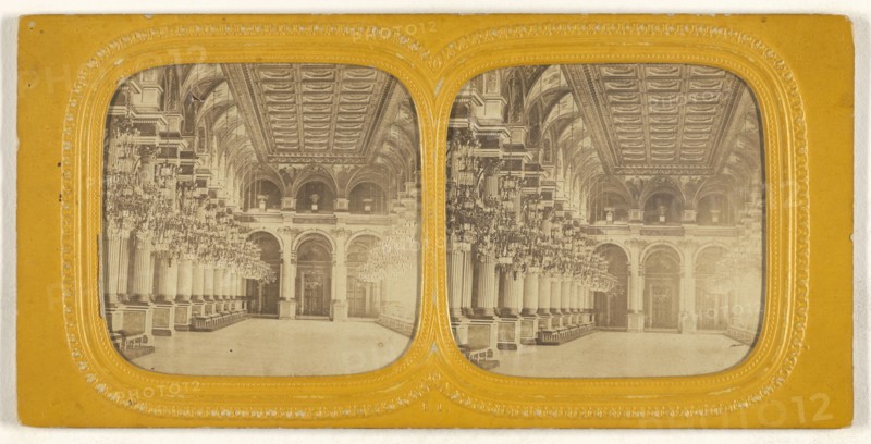 Galerie du Salon des Fetes. Hotel de Ville; E. Lamy, French, active 1860s - 1870s, 1860s; Hand-colored Albumen silver print