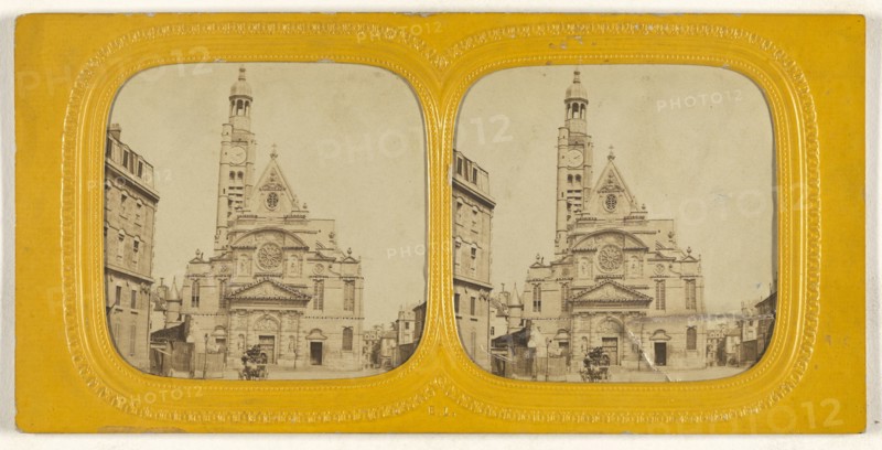 Eglise St. Etienne du Mont; E. Lamy, French, active 1860s - 1870s, 1860s; Hand-colored Albumen silver print
