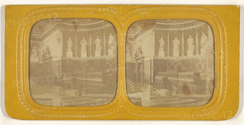 Gd Salle des Seances, palais du Senat; E. Lamy, French, active 1860s - 1870s, 1860s; Hand-colored Albumen silver print