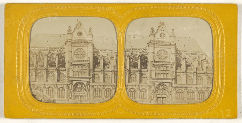 Egl. St. Eustache; E. Lamy, French, active 1860s - 1870s, about 1868; Hand-colored Albumen silver print