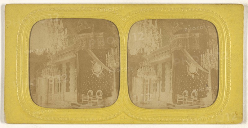 Salle du Trone aux Tuileries, Paris; E. Lamy, French, active 1860s - 1870s, about 1868; Hand-colored Albumen silver print