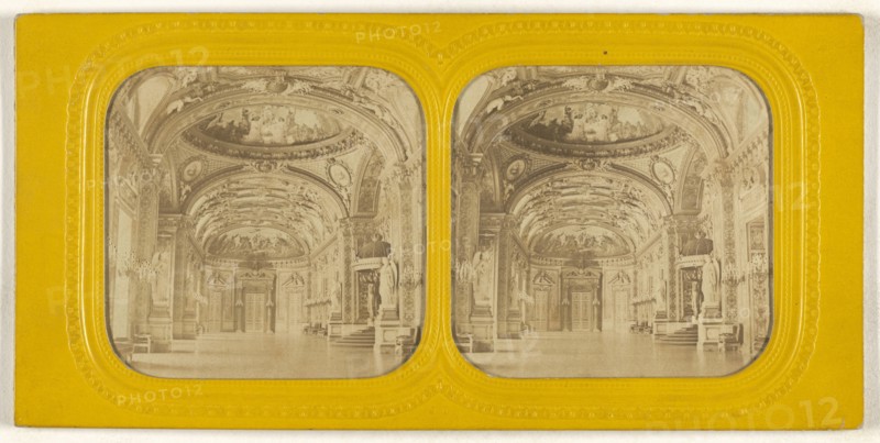 Salle du Trone, Senat; J. Lévy, French, active Paris, France 1850s - 1880s, 1855 - 1865; Hand-colored Albumen silver print