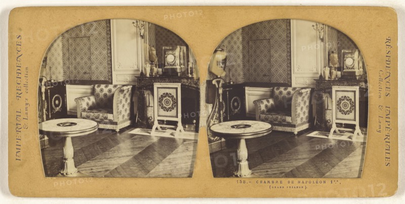 Chambre de Napoleon 1er, Grand Trianon, E. Lamy, French, active 1860s - 1870s, 1855 - 1865; Hand-colored Albumen silver print