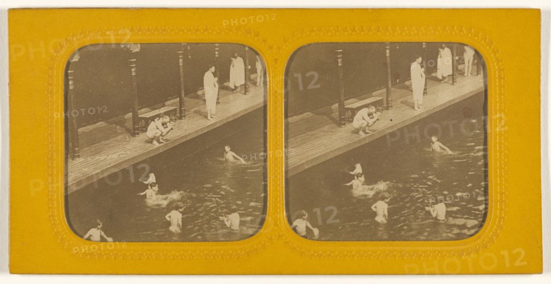 Public bath; about 1860; Hand-colored Albumen silver print