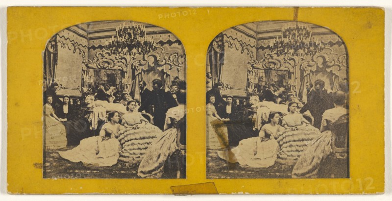 A Sociable Evening Party; 1855 - 1860; Hand-colored Albumen silver print