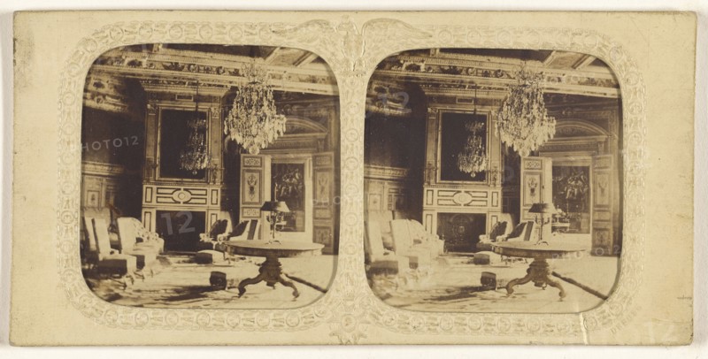 Palais de Fontainebleu, Salon Louis XIII, French; about 1865; Hand-colored Albumen silver print