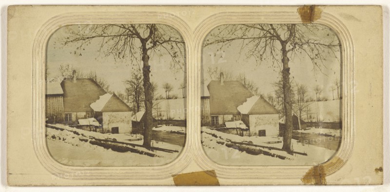 La Suisse, Switzerland. Ufer de neige haute fourneau; French; about 1860; Hand-colored Albumen silver print