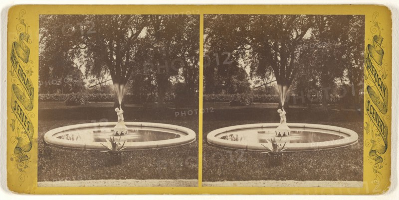 Fountain at Residence of N. Thayer; Edward O. Waite, American, active 1880s, 1870s; Albumen silver print