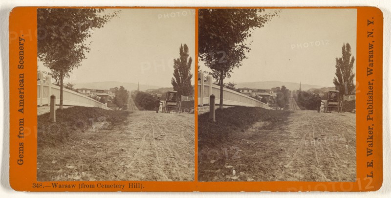 Warsaw, from Cemetery Hill, L. E. Walker, American, 1826 - 1916, active Warsaw, New York, about 1870; Albumen silver print