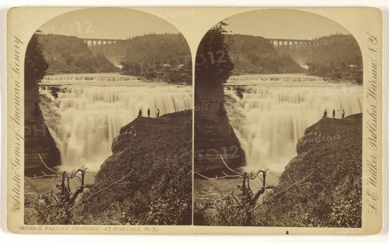 Middle Fall of Genesee - At Portage, N.Y; L. E. Walker, American, 1826 - 1916, active Warsaw, New York, about 1870; Albumen
