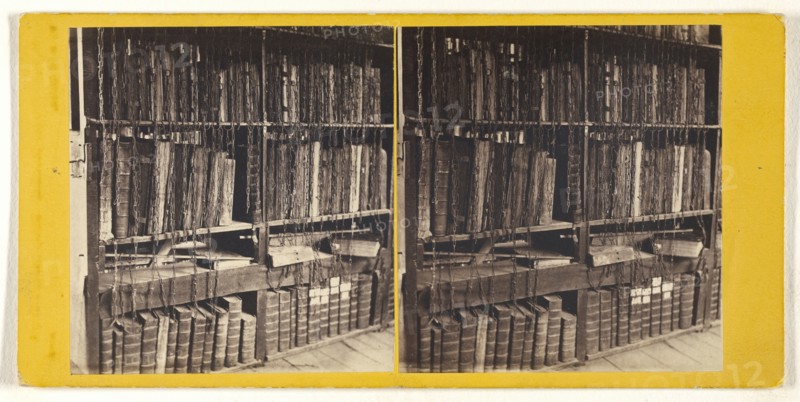 Hereford Cathedral - Chained Books in Library; W. Harding Warner, British, 1816 - 1894, active Plymouth and Ross, England