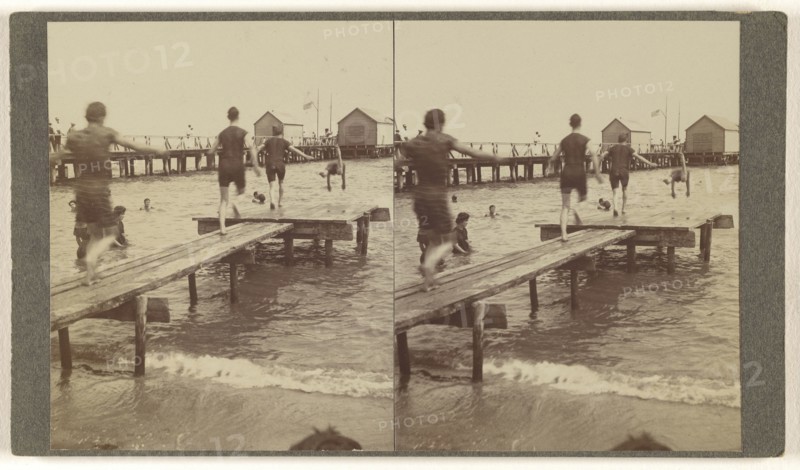 Colonial Beach, Va. Running divers; Hanson E. Weaver, American, active 1860s - 1870s, about 1906; Gelatin silver print